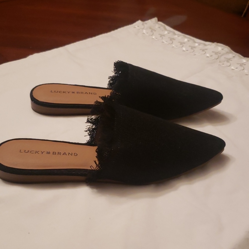 New Lucky Brand denim black mules size 8M